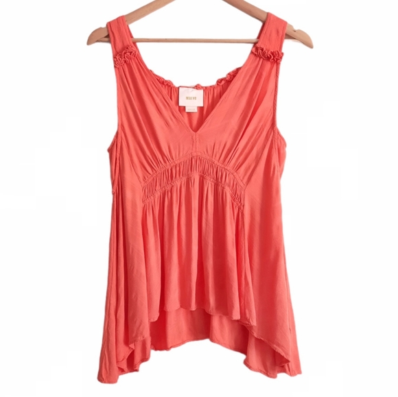 Anthropologie Maeve Bretta Gathered Orange Tank - Picture 2 of 16